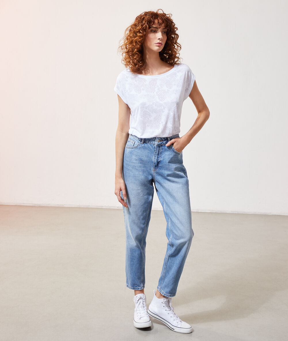 T-shirt imprimé feuillage blanc.
