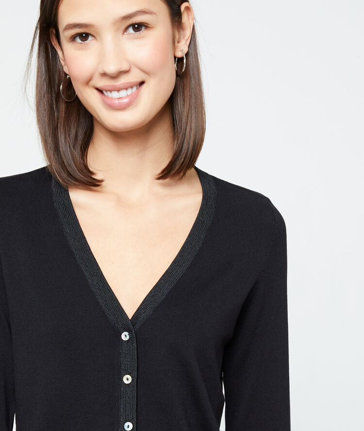 Cardigan en maille fine noir.