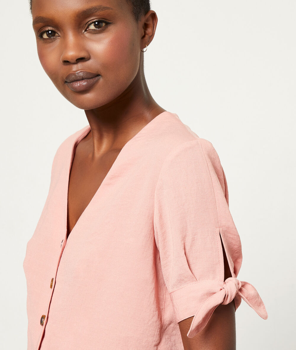 Blouse manches nouées bois de rose.