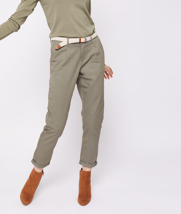 Pantalon court ceinturé en coton bio Pantalon court ceinturé en coton bio