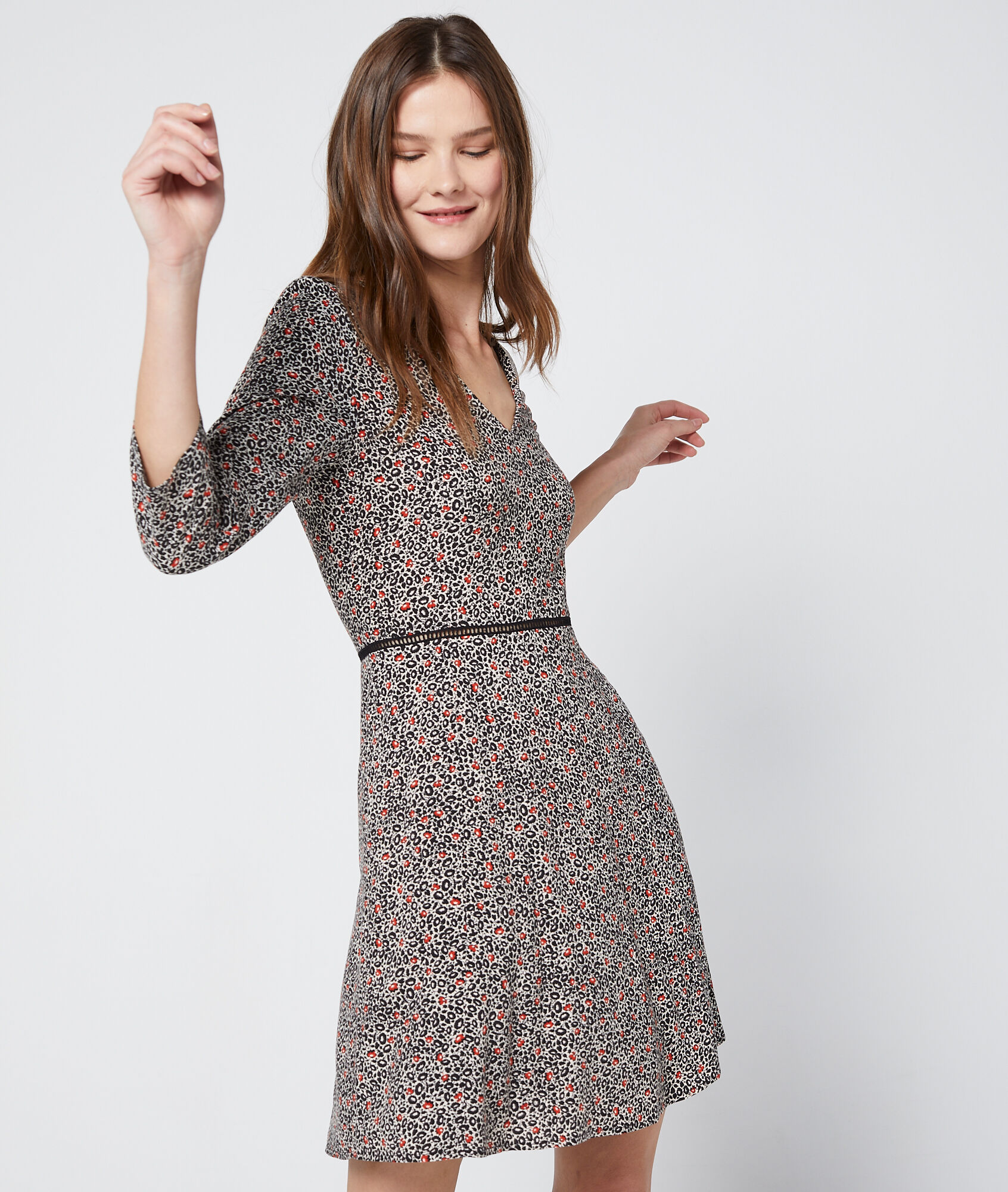 Imprimé Noir Floral Robe M8n0nwv Bisma À Etam OP08nkw