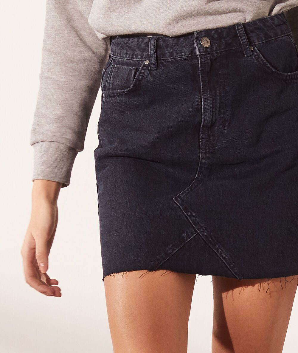 Jupe droite en jean blue black.