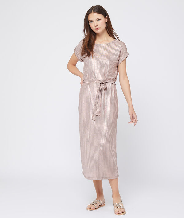 Robe longue côtelée cuivre.
