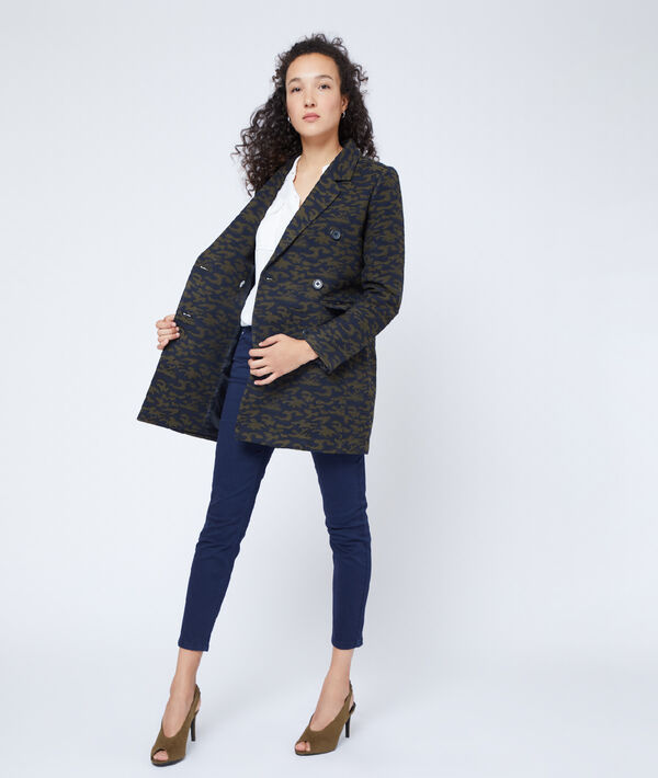 Pantalon court slim en coton marine.