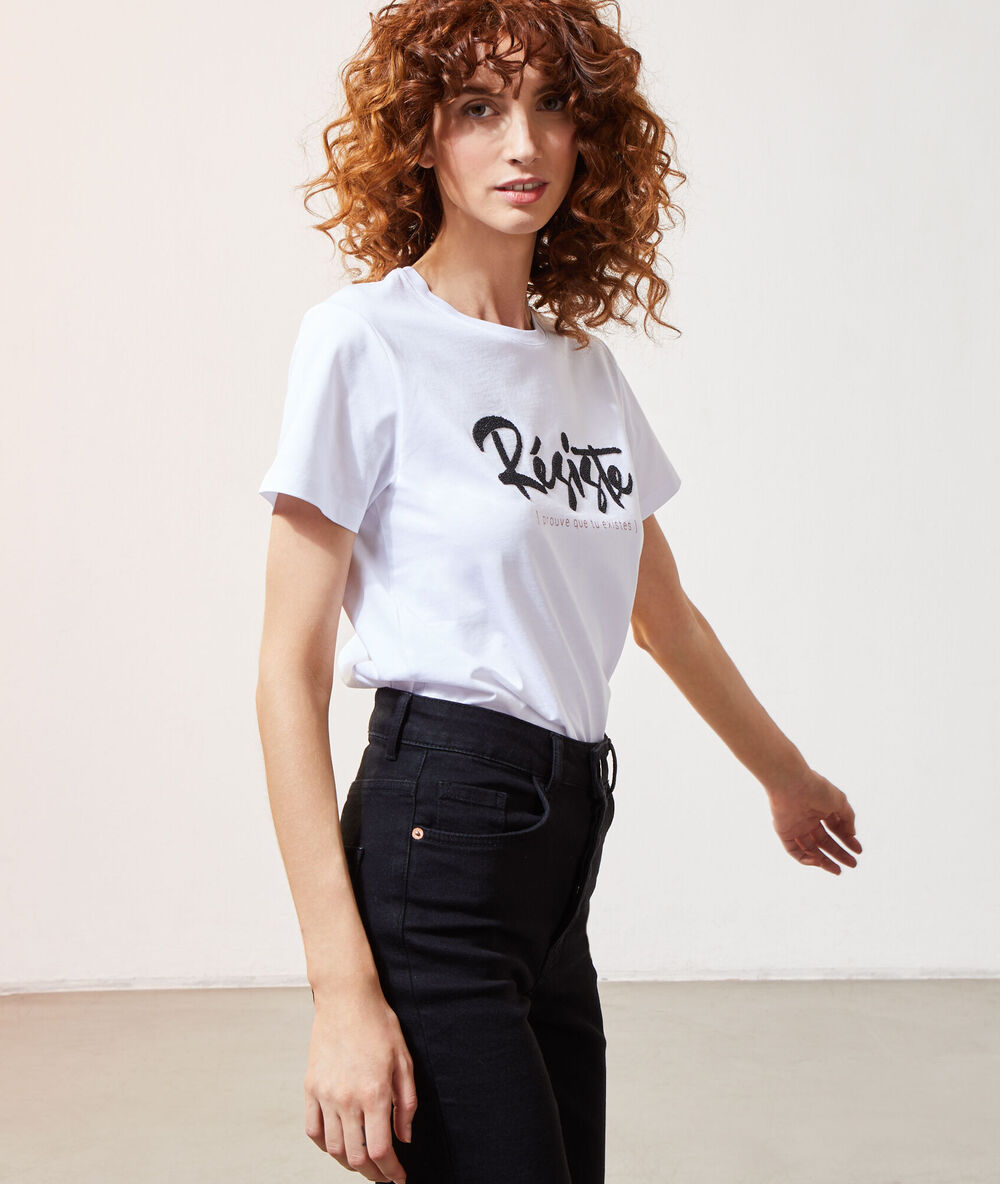 T-shirt "résiste prouve que tu existes" blanc.