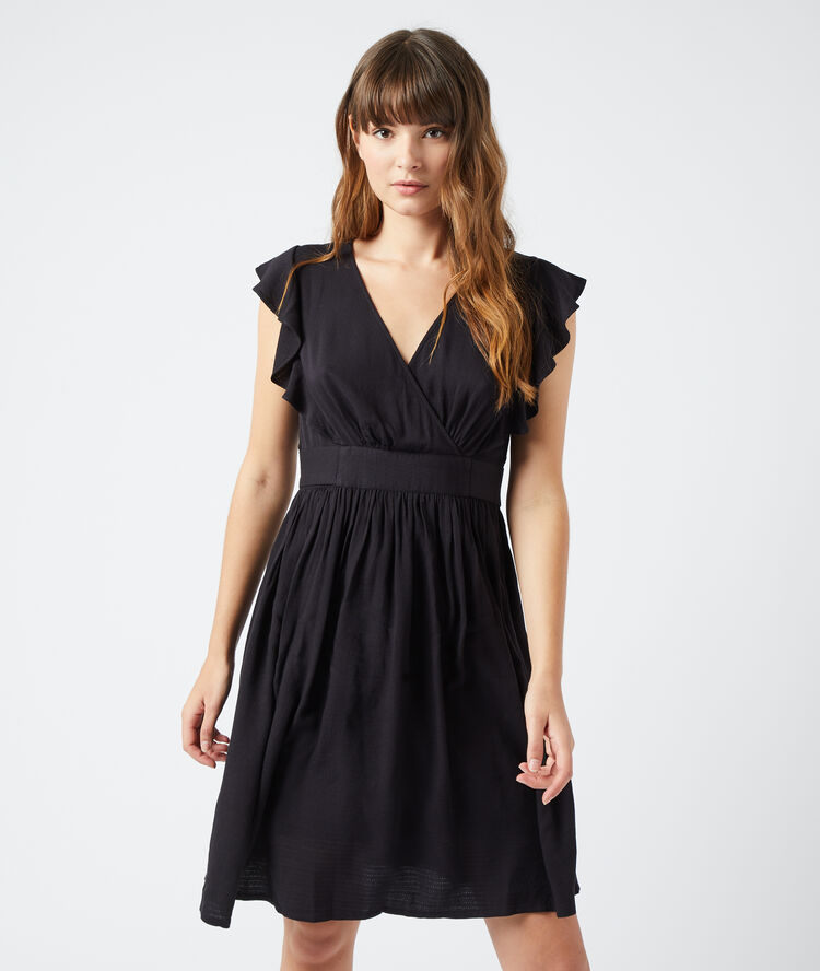 Robe cache-coeur à nouer noir.