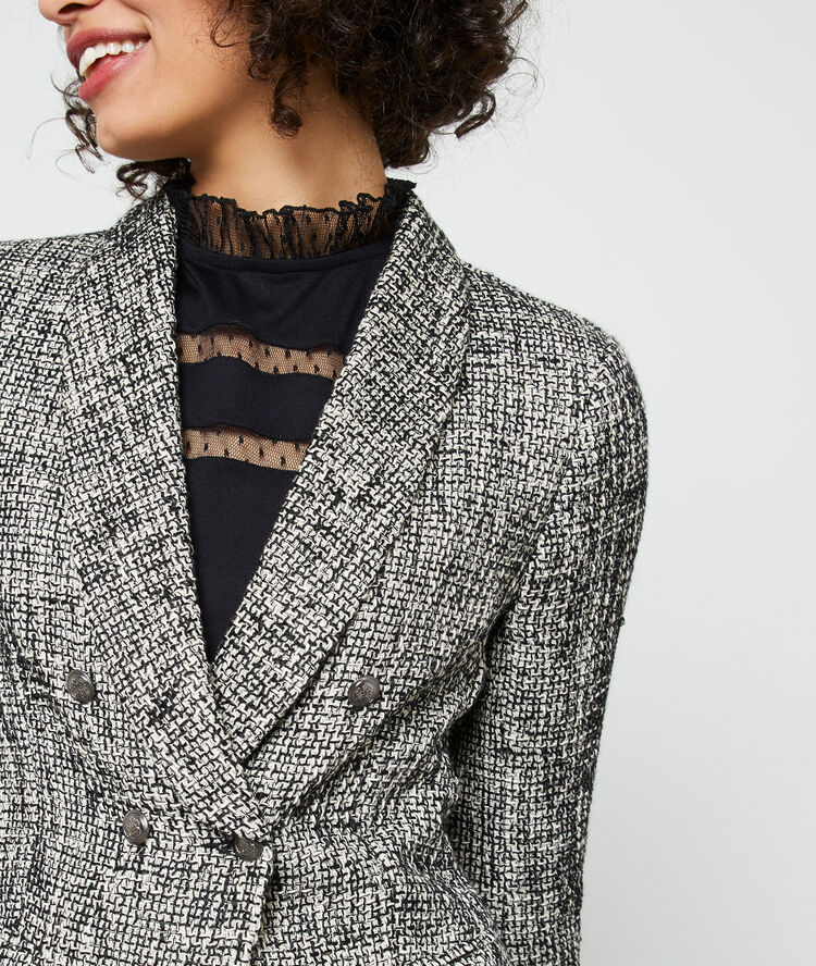 Veste de tailleur effet tweed noir.