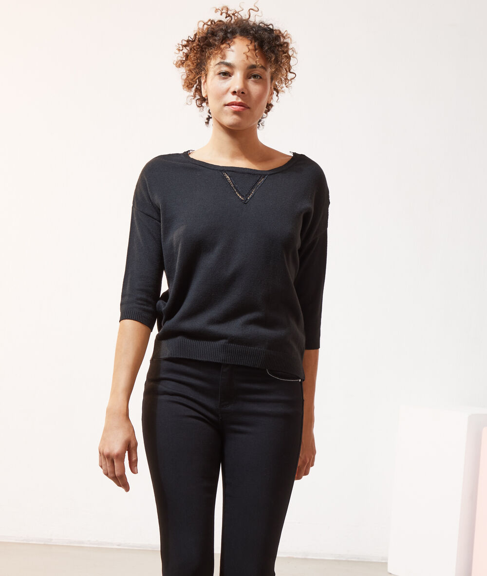 Pull dos dentelle noir.
