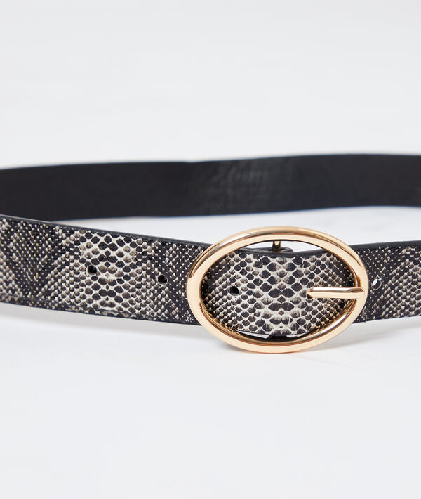 Ceinture à imprimé serpent noir.