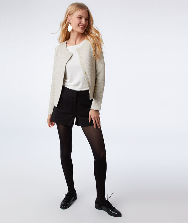 Veste à fils métallisés sable.
