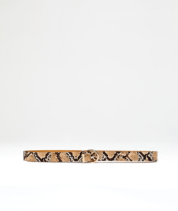 Ceinture à imprimé serpent beige.