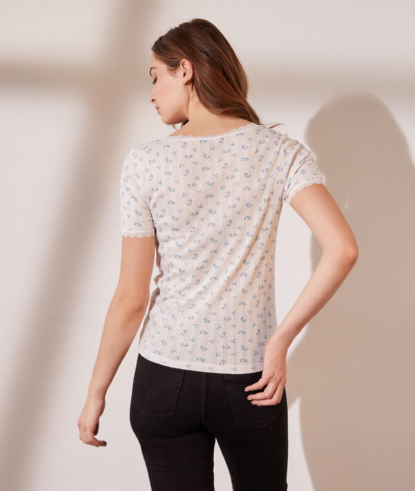 T-shirt pointelle en coton bio détails en dentelle T-shirt pointelle en coton bio détails en dentelle