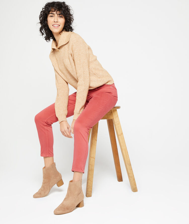 Pantalon slim en coton frambroise.