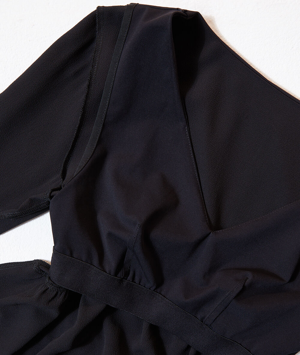 Blouse fluide 2 en 1 - brassière intégrée noir.
