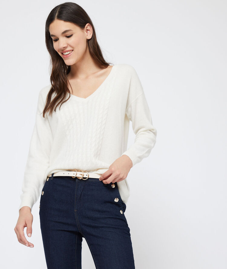 Ceinture à triple boucle ecru.