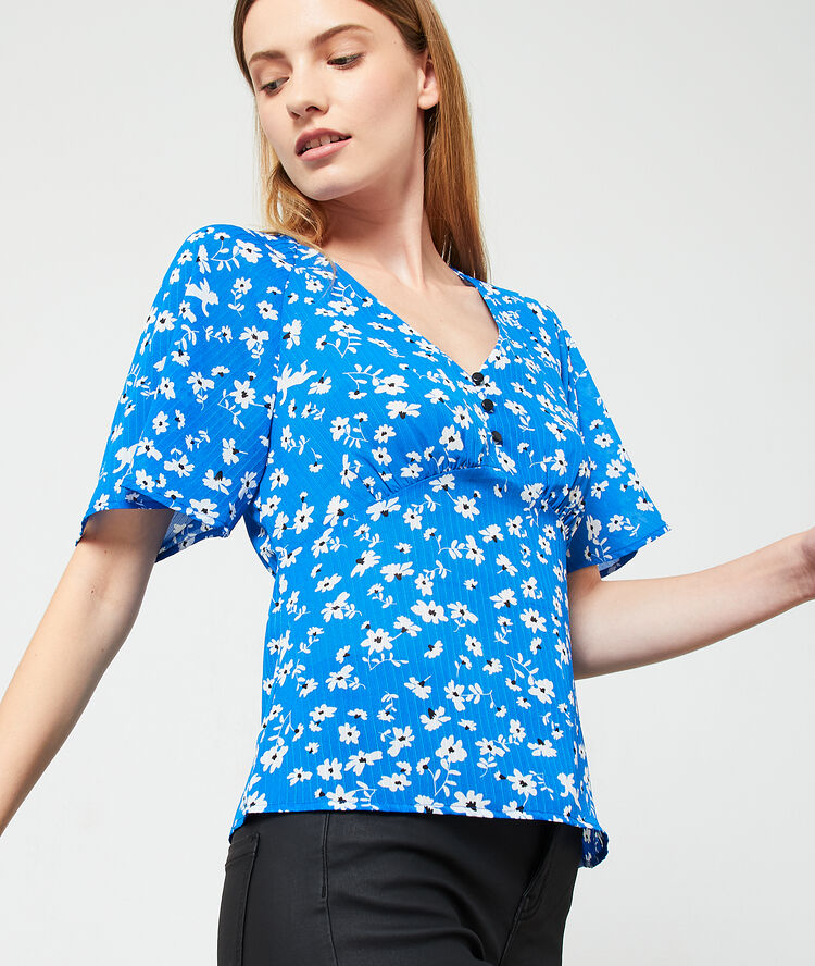 Blouse à imprimé fleuri royal.