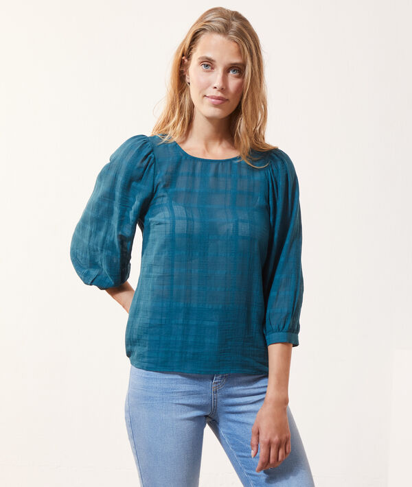 Blouse à carreaux boutonnée dos Blouse à carreaux boutonnée dos