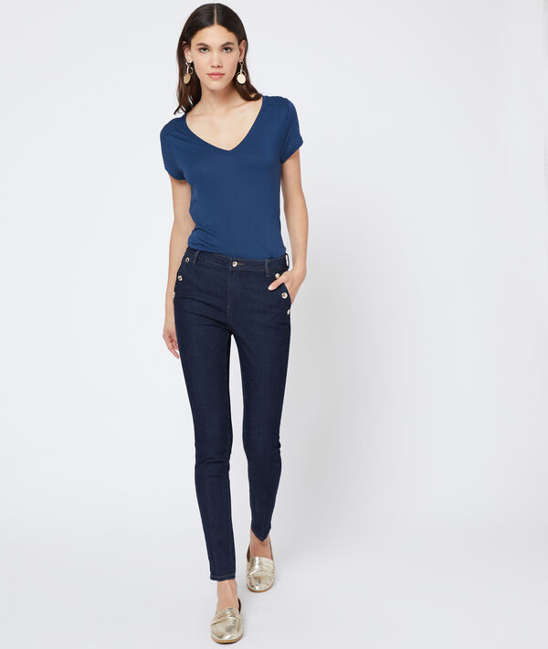 T-shirt col v cobalt.