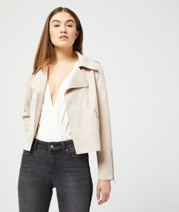 Veste biker effet daim Veste biker effet daim