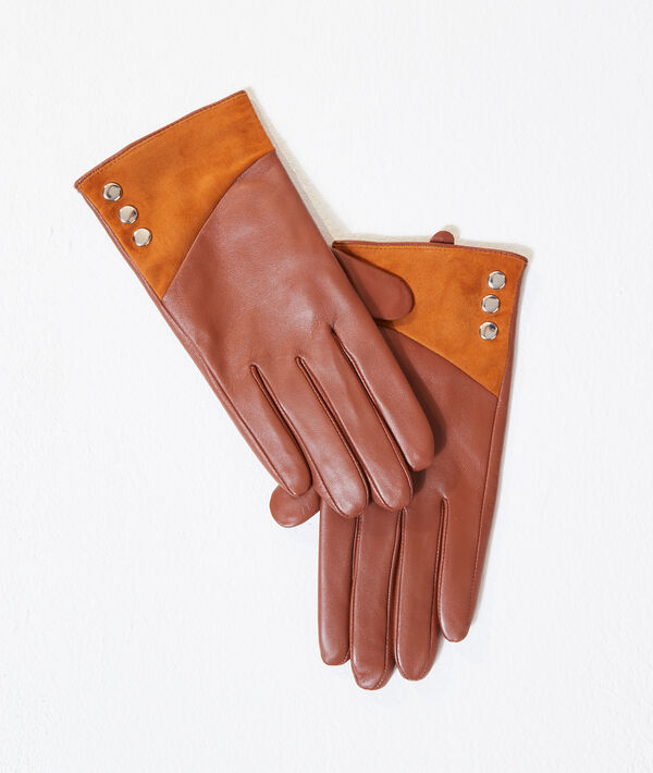 Gants en cuir lisse et daim Gants en cuir lisse et daim