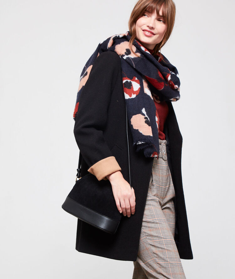 Sac besace effet velours noir.