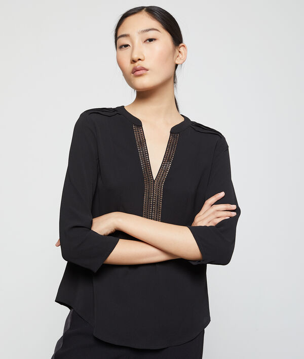 Blouse à décolleté guipure Blouse à décolleté guipure