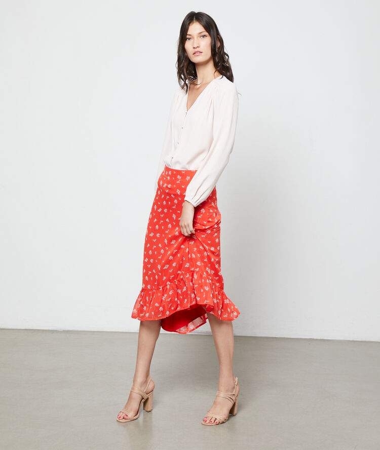 Blouse col v nude.