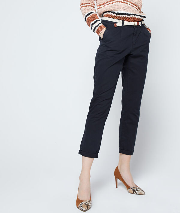 Pantalon court ceinturé en coton bio Pantalon court ceinturé en coton bio