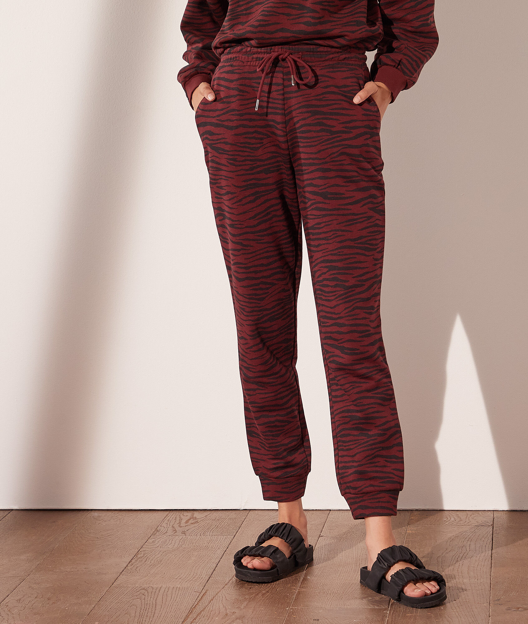 Pantalon jogger zèbre - Leo - S - Bordeaux - Femme - Etam