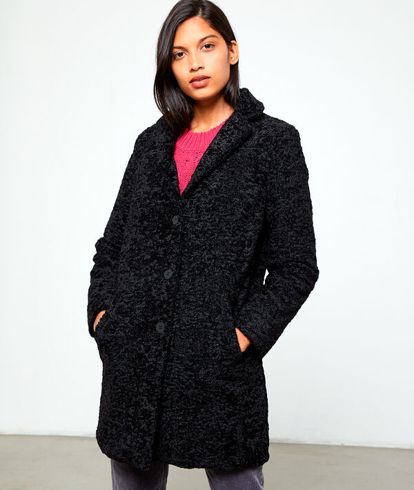 Manteau long effet peau lainée Manteau long effet peau lainée
