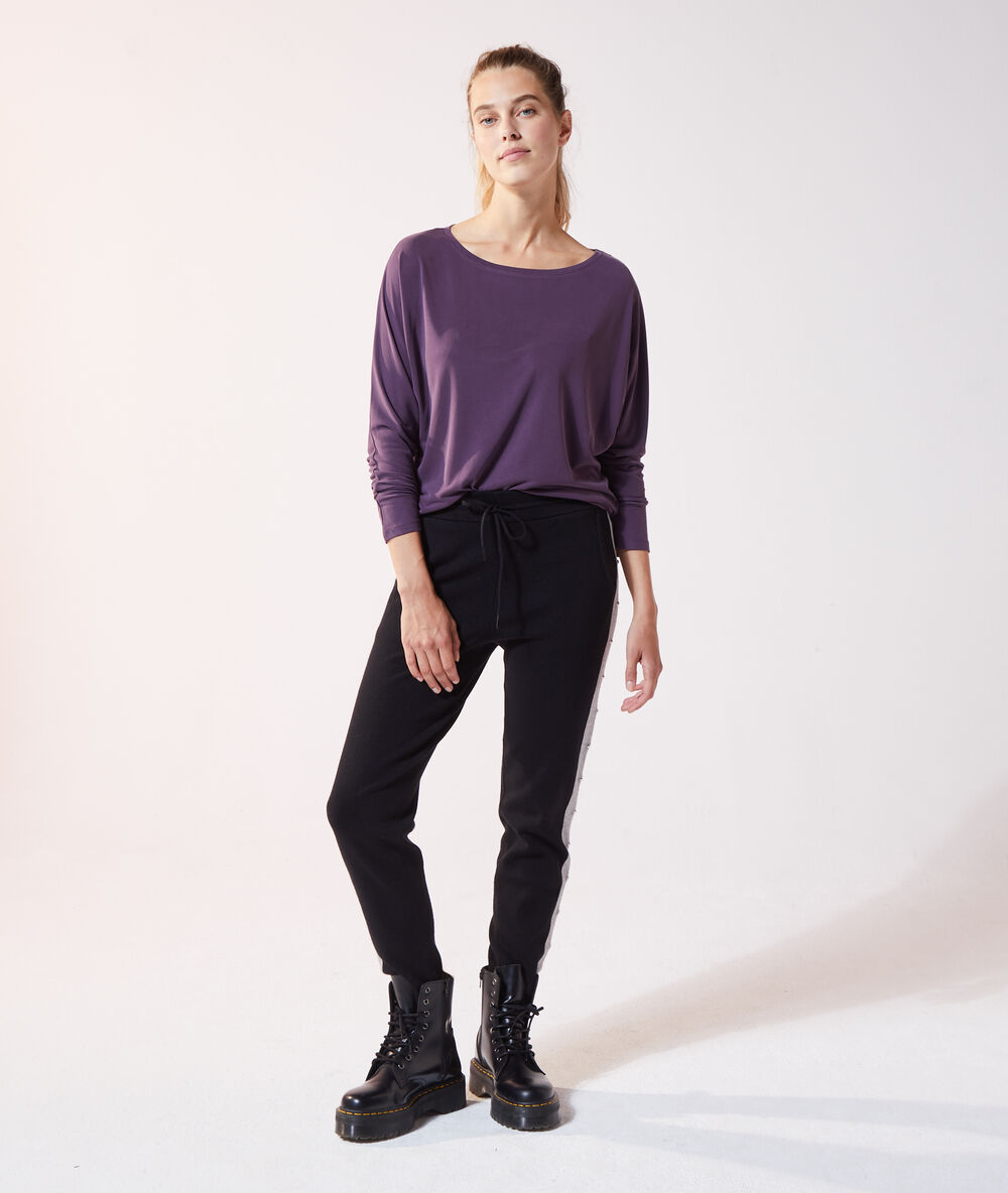 T-shirt manches longues prune.