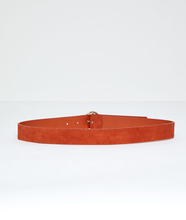 Ceinture boucle ronde en croûte de cuir Ceinture boucle ronde en croûte de cuir