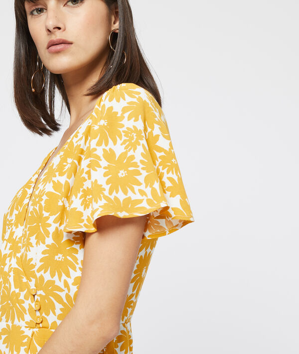 Combishort à imprimé floral curry.