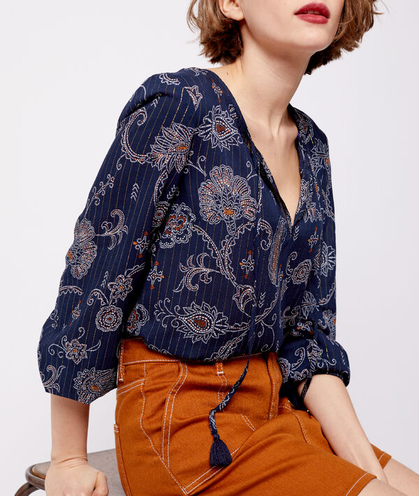 Blouse imprimé floral à fils métallisés Blouse imprimé floral à fils métallisés