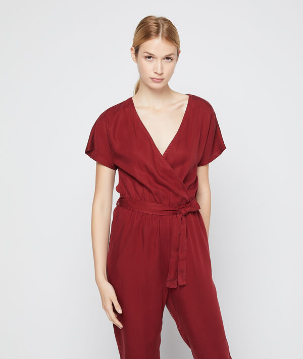 Combinaison cache-coeur en tencel® grenat.