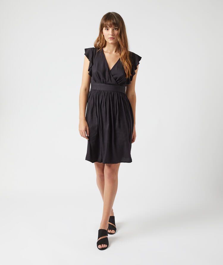 Robe cache-coeur à nouer noir.