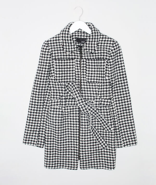Manteau ceinturé à motifs pied de poule Manteau ceinturé à motifs pied de poule