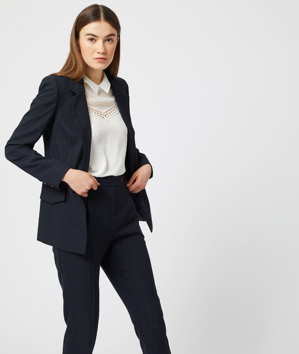 Veste de tailleur à rayures et fils métallisés Veste de tailleur à rayures et fils métallisés