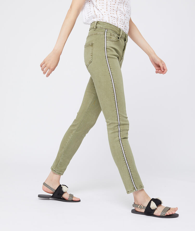 Pantalon slim à bandes latérales kaki.