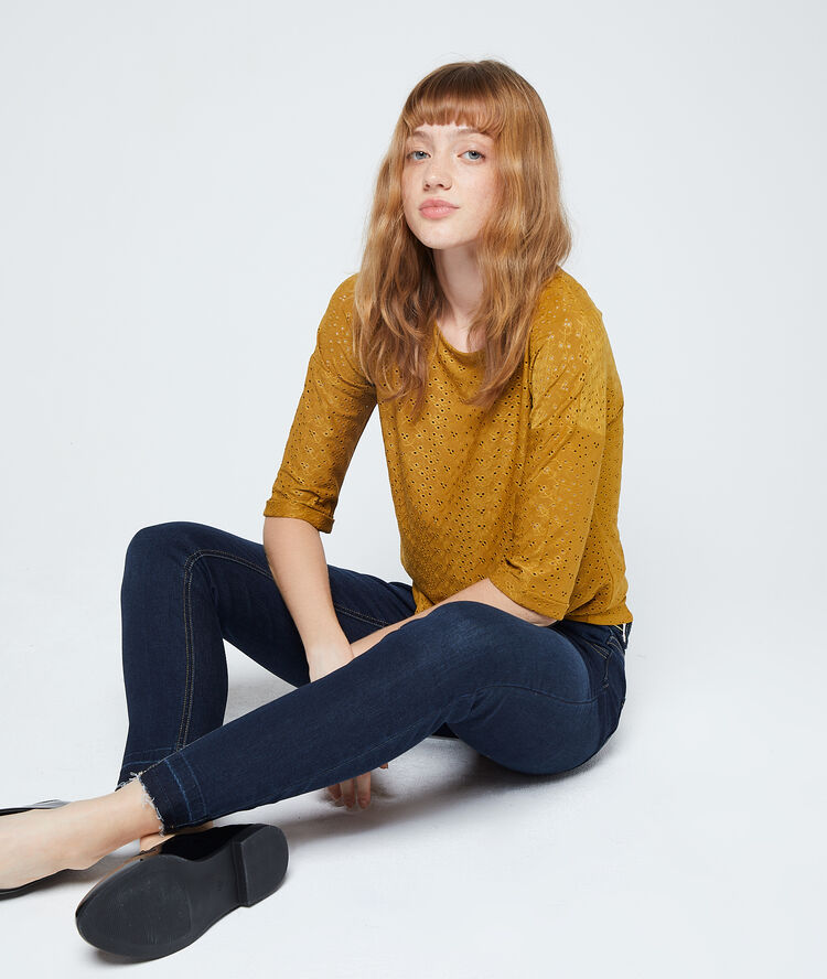 Jean slim à bande contrastée brut.