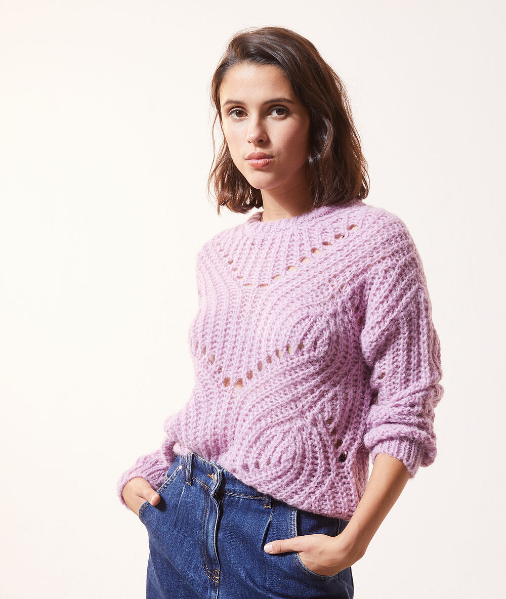 Pull grosse maille violine.