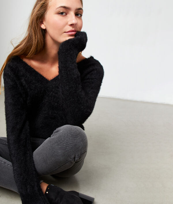 Pull col v en maille fluffy Pull col v en maille fluffy