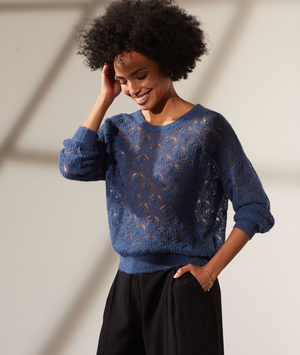 Pull en maille ajourée orage.
