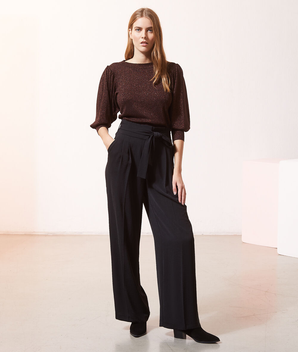 Pantalon large à nouer noir.