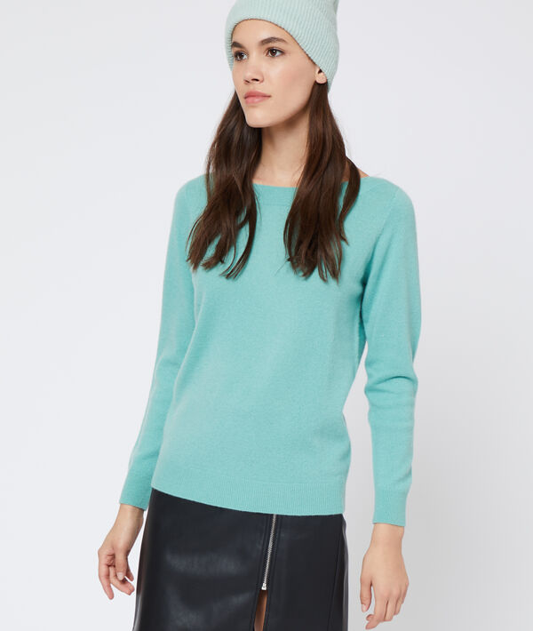 Pull col bateau en cachemire ciel.