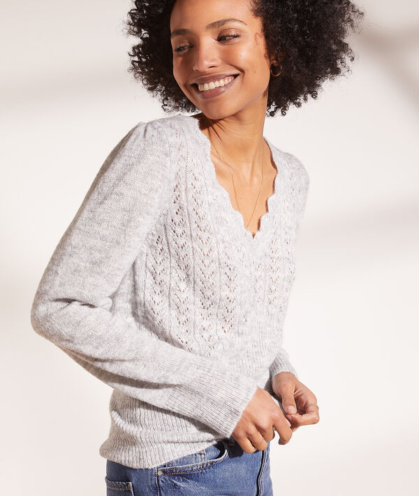 Pull pointelle col v Pull pointelle col v