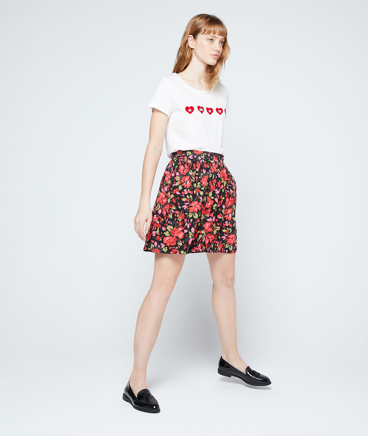 T-shirt "amour" en coton ecru.