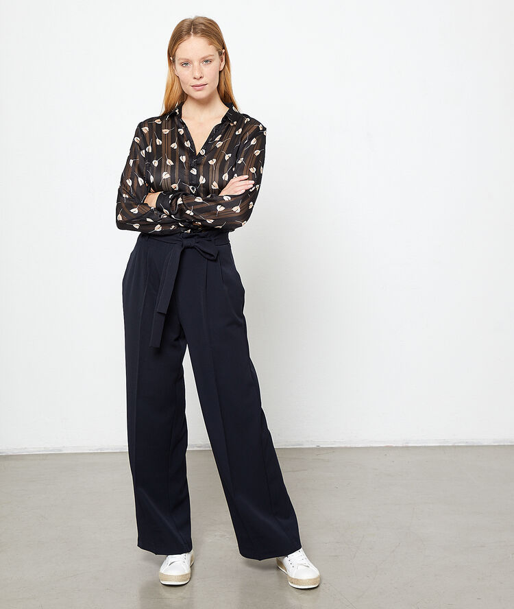 Pantalon large à nouer marine.