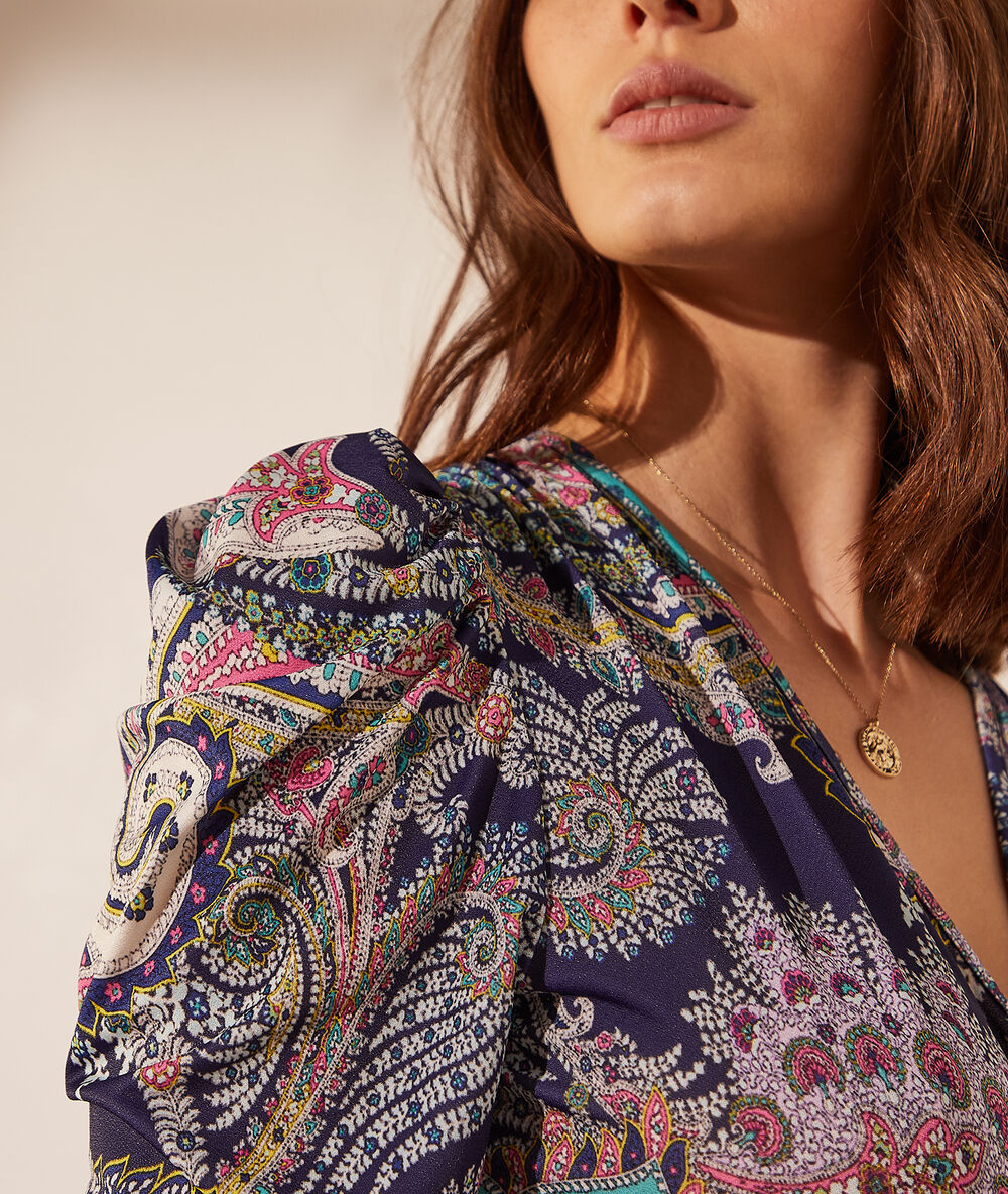 Robe longue imprimée stone fonce.