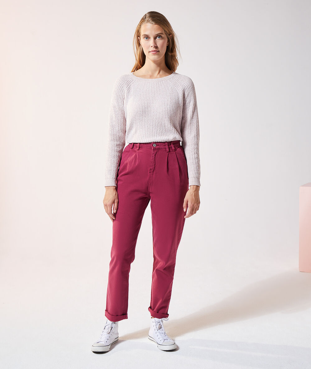 Pantalon carotte framboise.